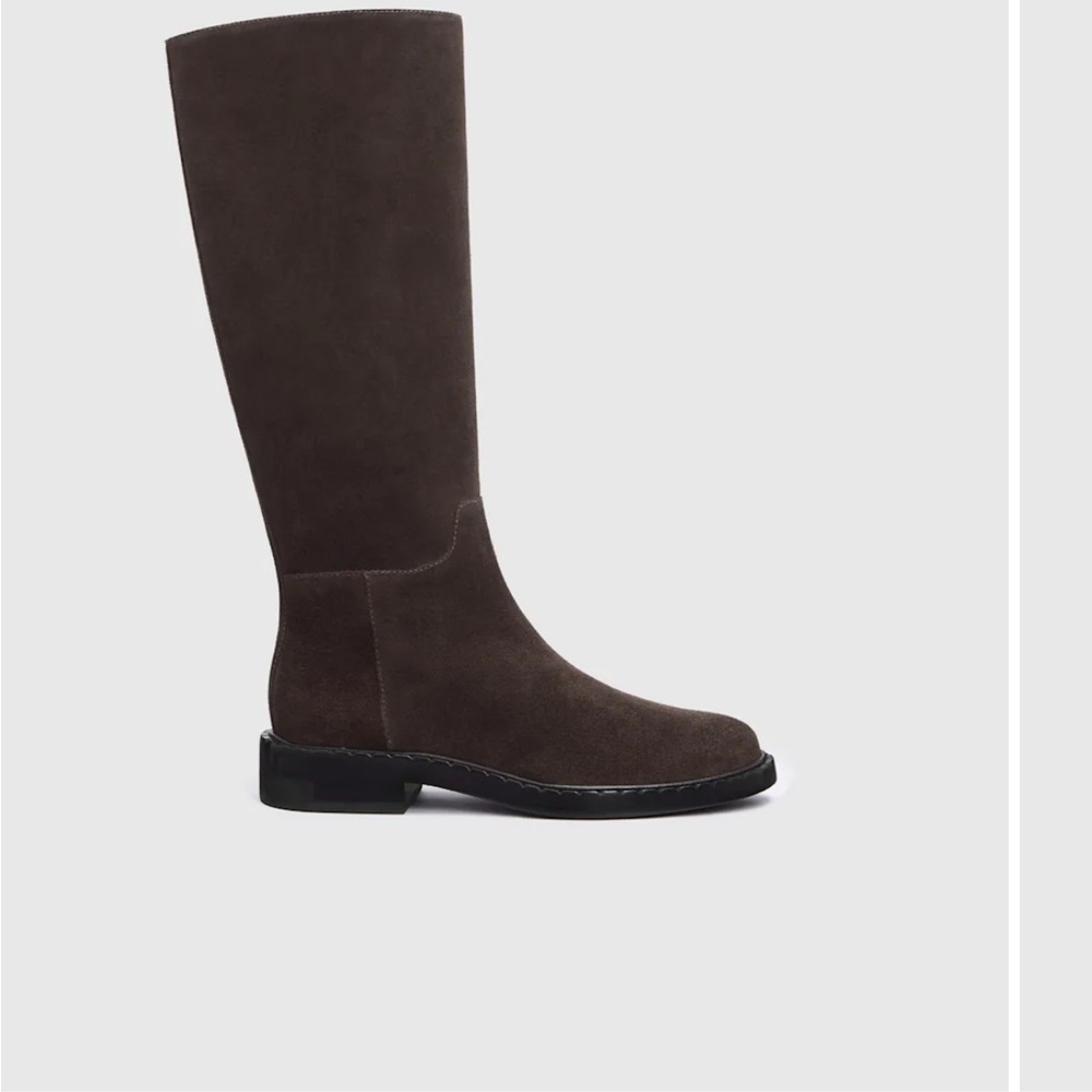 Reformation Nancy Suede Brown Knee-High Riding Boots